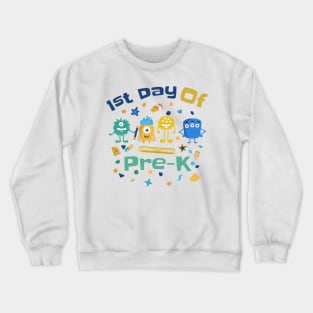 Kid 1st Day Of Preschool Kindergarten Monster Design Crewneck Sweatshirt